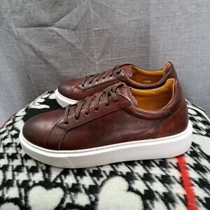 Magnanni Leather Sneakers Shoes Men Brown Size 10